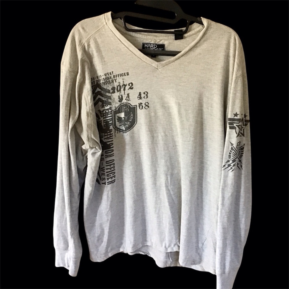 EUC Hard Edge Third Division Officer large V neck long sleeve heather gray